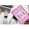 More coffee - Roze - Paars - Strepen - Mok laptophoes neopreen klein -bureau