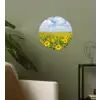 Zonnebloemen - Bloemen - Wolken - Natuur - Geel - Landschap Wandcirkel behangsticker klein -sfeer2