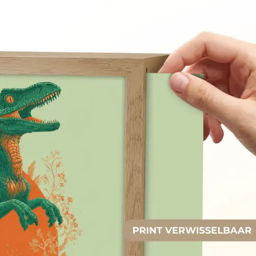 Dinosaurus - Groen - Planten - Cirkel Light Box met batterij (Wandlamp kind) middel -USP_websiteprintNL