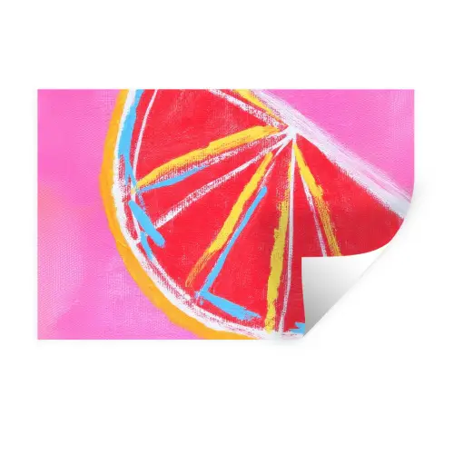 Grapefruit - Geschilderd - Roze - Strepen Muursticker klein -3d