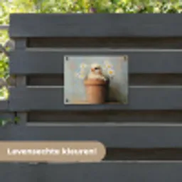 Bloempot - Kuiken - Bloemetjes tuinposter los doek klein -sfeer3