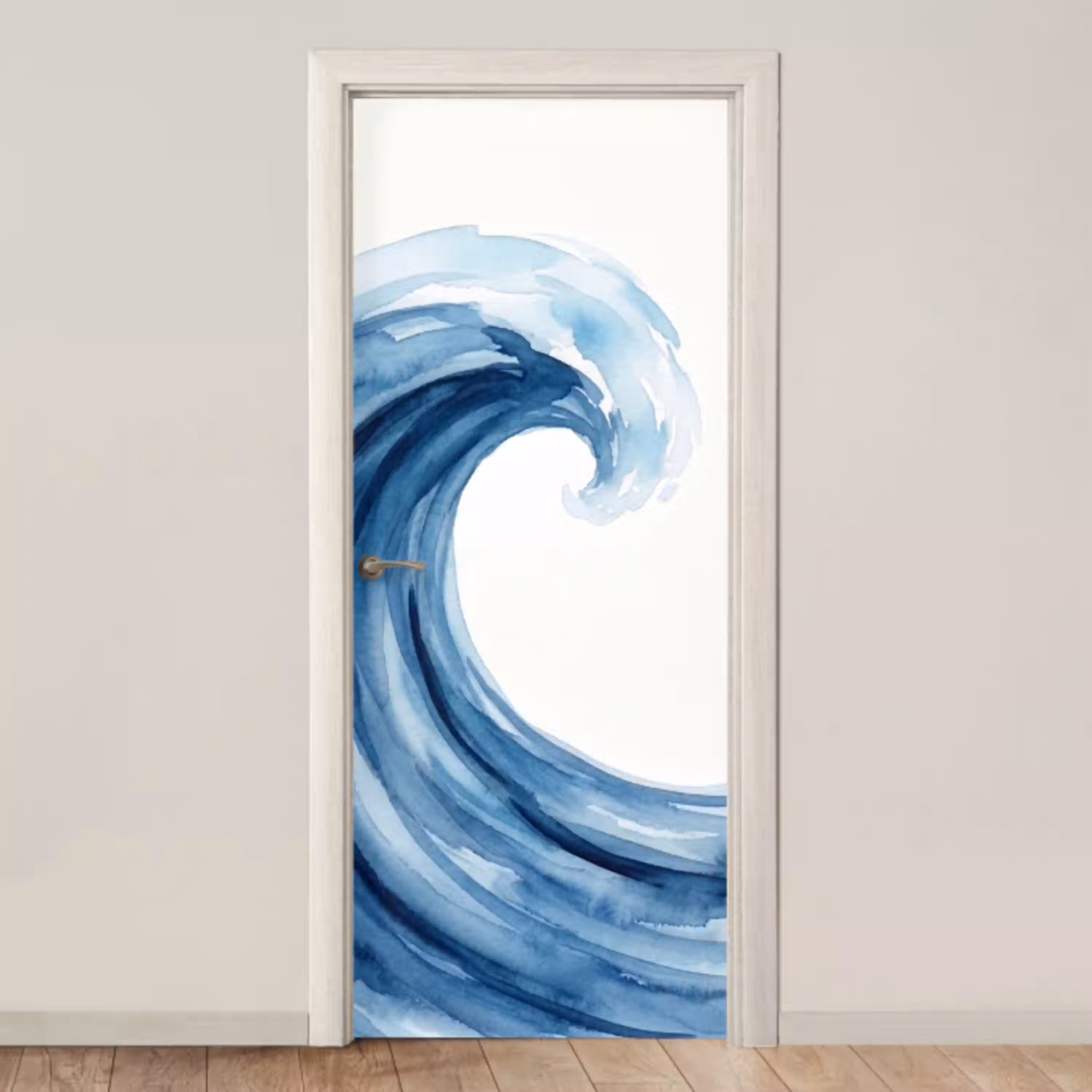 Water - Beweging - Natuur - Modern - Blauw deurposter klein -3d_beige