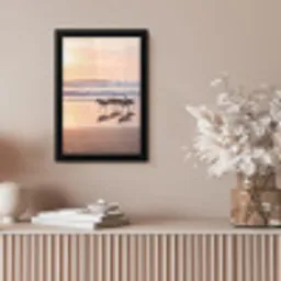 Zee - Vogels - Strand fotolijst zwart zonder passe partout klein -sfeer5