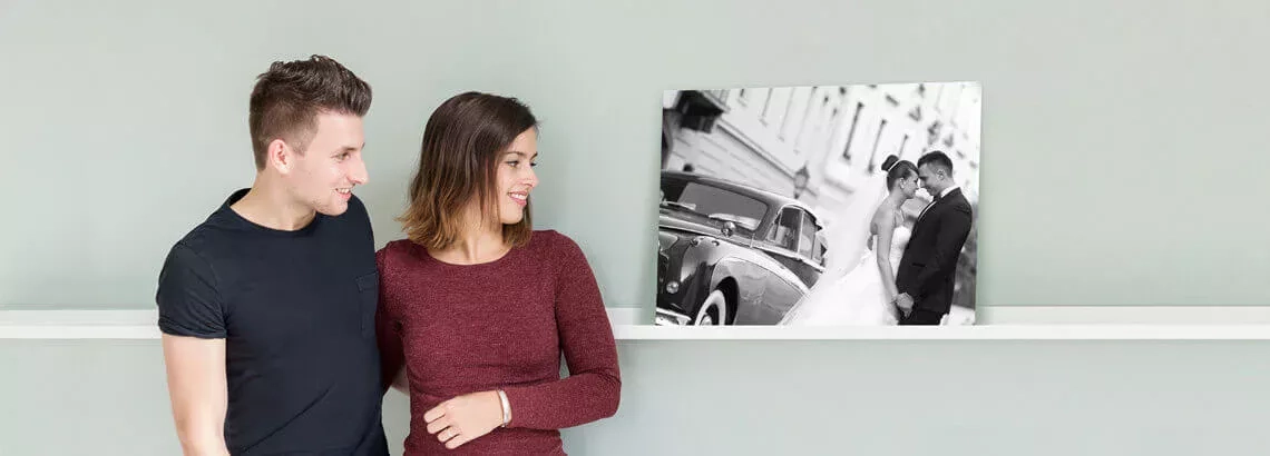 Banner met een koppel en een canvas foto