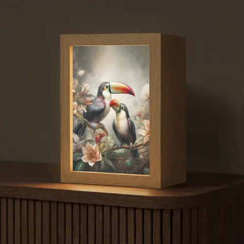 Toekan - Vogels - Bloemen - Jungle Light Box met kabel (Tafellamp) klein -z3d_website