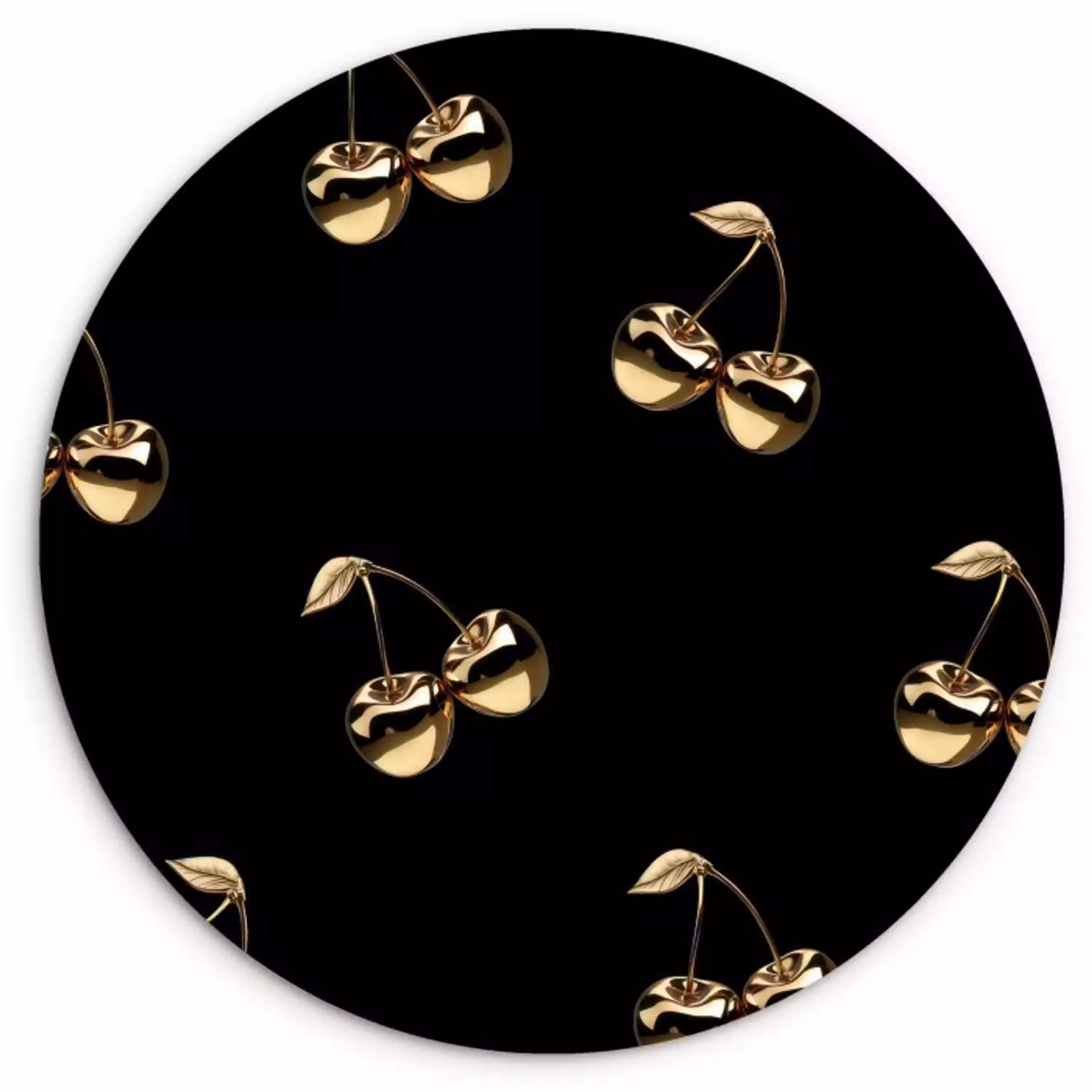 Patroon - Kersen - Goud - Chrome Wandcirkel plexiglas klein -3d