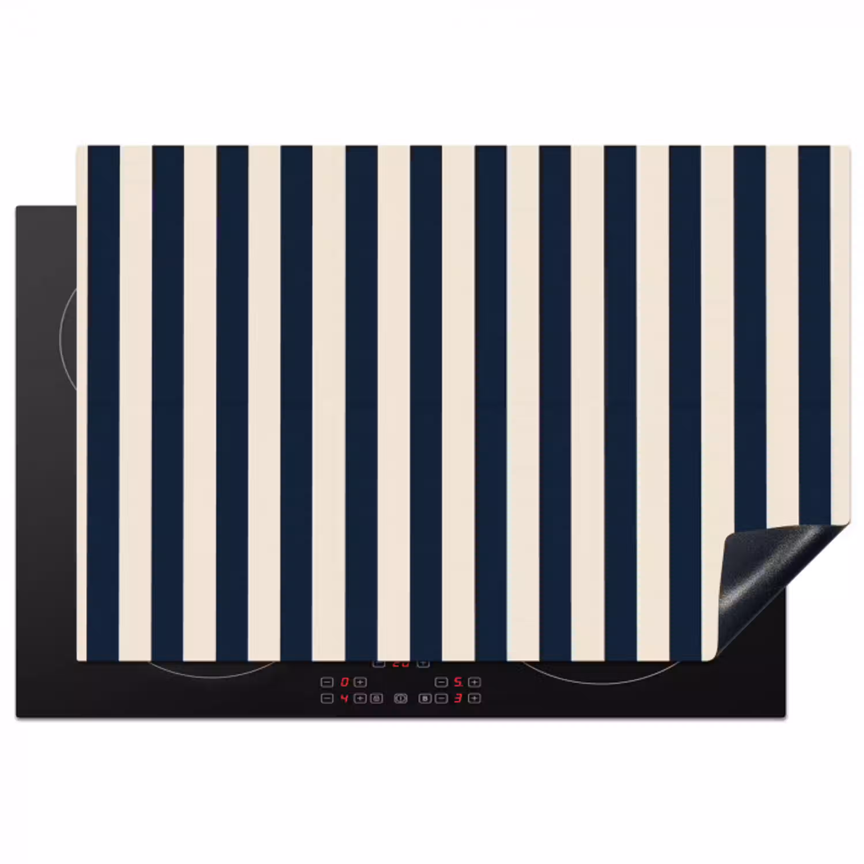 Verticale strepen - Blauw - Crème Inductie beschermer vinyl 3mm klein 276 -3d