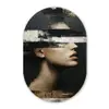 Gezicht - Vrouw - Zwart - Abstract Wandcirkel Ovaal Forex klein -3d