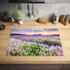 Lavendel - Bloemen - Zonsondergang - Paars - Weide Inductie beschermer vinyl 3mm klein -sfeer5