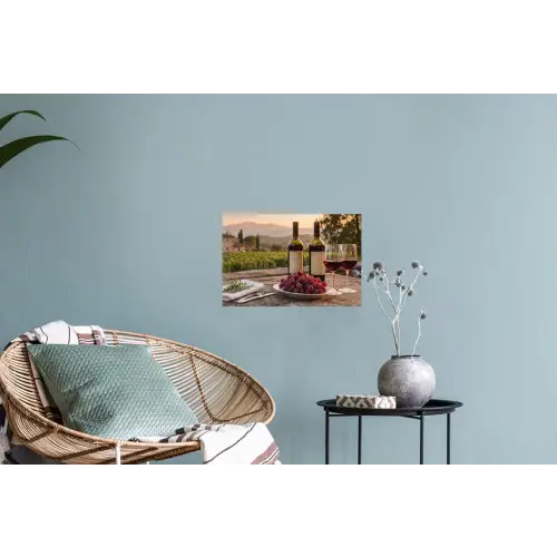 Wijn - Glazen - Druiven - Wijngaard Muursticker klein -plant