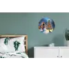 Kerstwonder - Winteravond - Kleurrijk Wandcirkel aluminium klein -slaapkamer