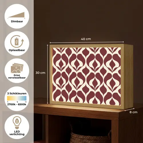 Rood - Druppelpatroon - Grafisch Light Box met batterij (Wandlamp) middel 907 -USP_websiteoverzichtNL