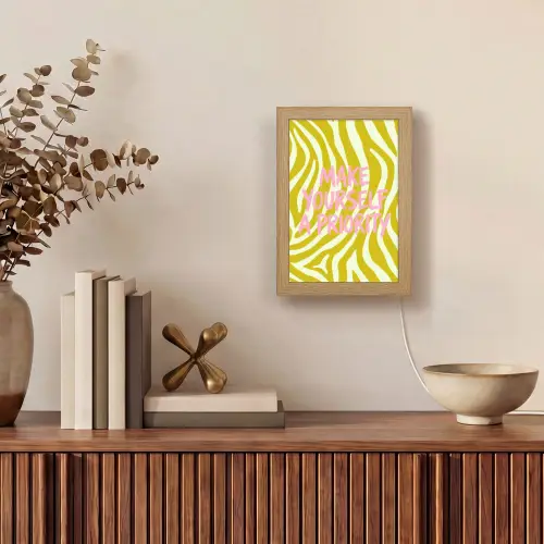 Zebraprint - Priority - Roze Light Box met kabel (Tafellamp) klein -sfeer2
