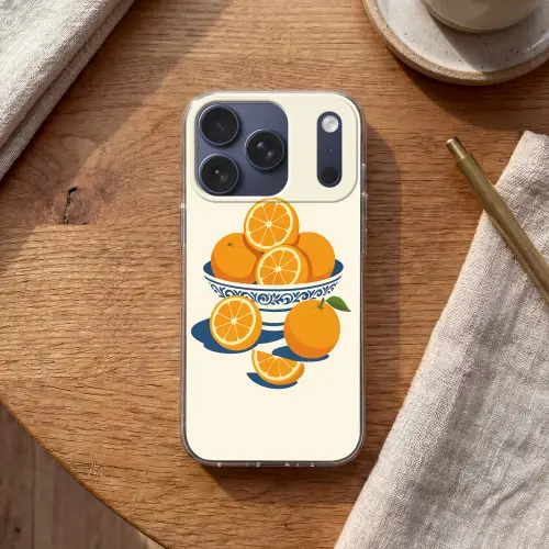 Schaal - Minimalistisch - Oranje - Sinaasappels Telefoonhoesje iPhone 17 Pro klein -sfeer1