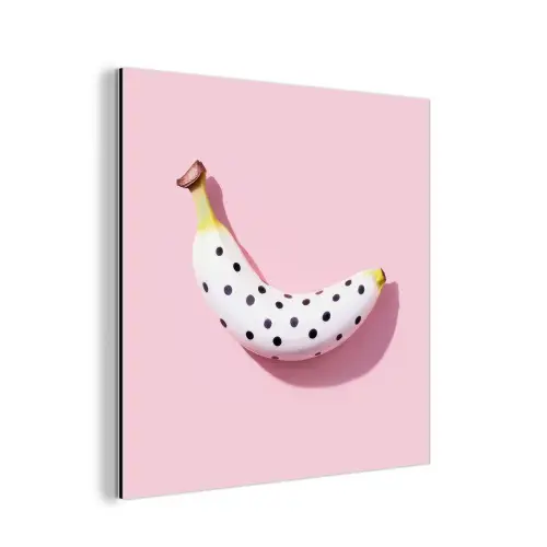 Banaan - Stippen - roze aluminium wit klein -3d