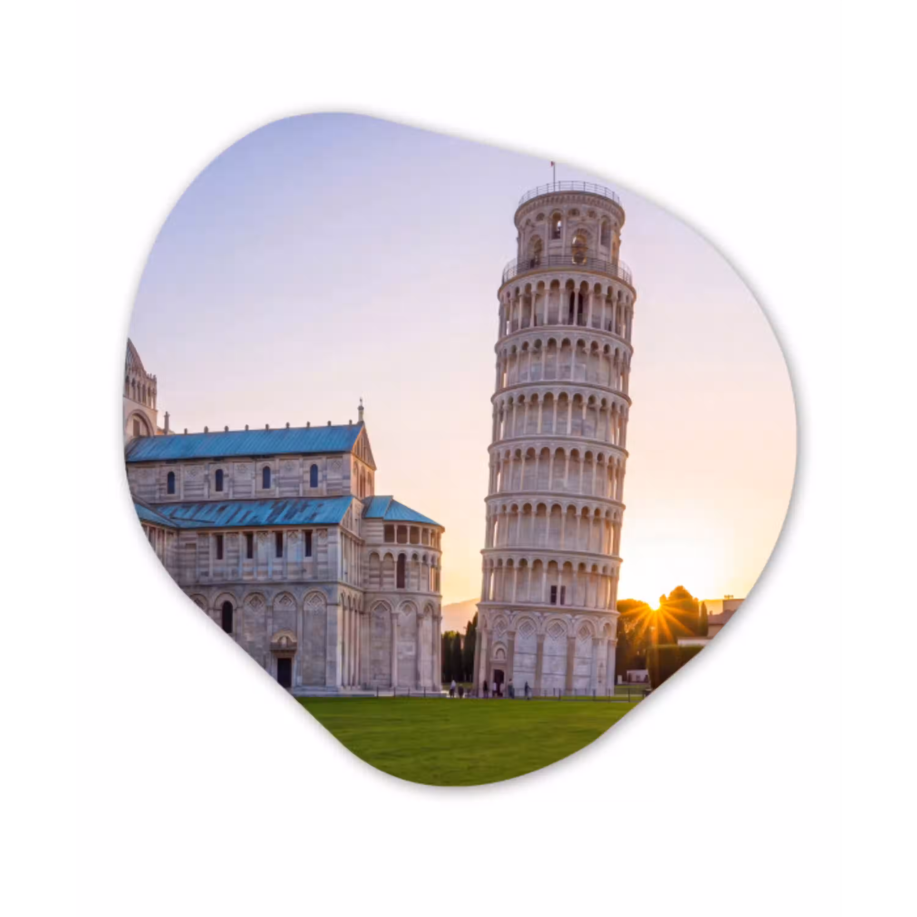 Architectuur - Toren - Pisa - Italië - Zonsondergang Wandcirkel Organisch Forex 3mm klein -3d