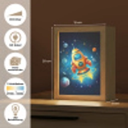 Raket - Ruimte - Planeten - Kinderen - Jongen Light Box met kabel (Kinderlampje) klein -USP_websiteoverzichtDE