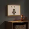 Panda - Blauwe bloemen - Zachtheid Light Box met batterij (Wandlamp kind) middel -sfeer5_kind