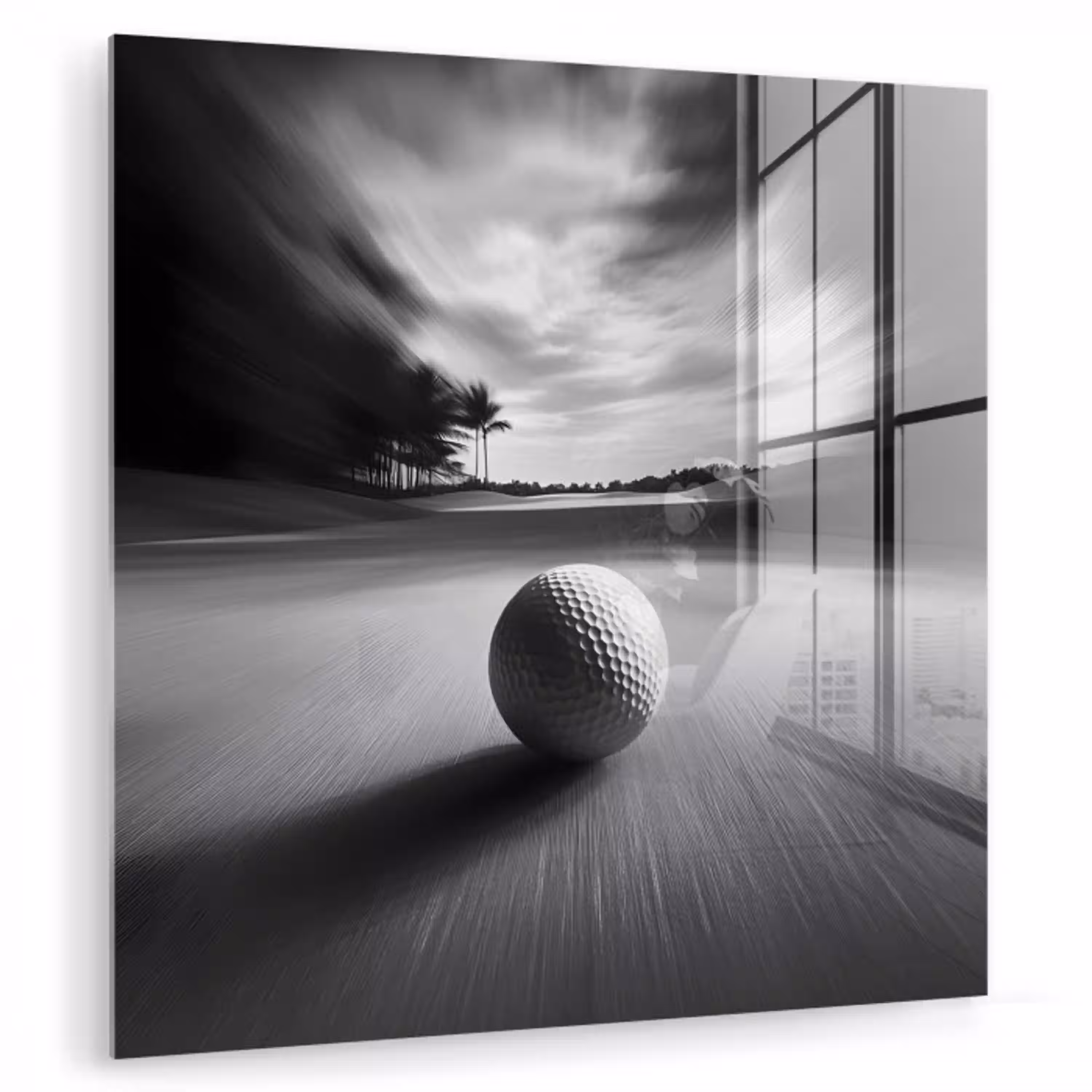 Golfbal - Wazig - Zwart plexiglas 5mm klein -zzzproduct_nieuw