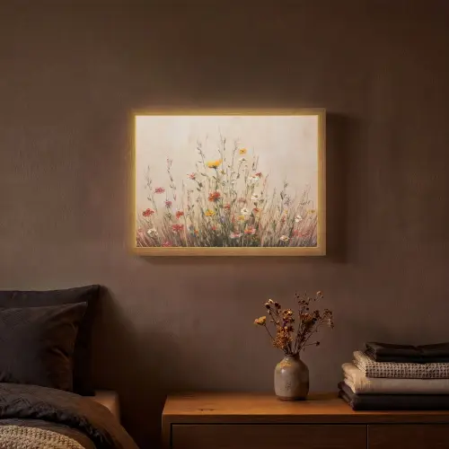 Wilde bloemen - Penseelstreken - Rustgevend Light Box met batterij (Wandlamp) middel -sfeer4