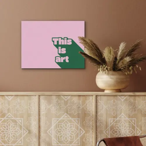 Groen - Teskt - This is art - Roze PET vilt klein -sfeer4