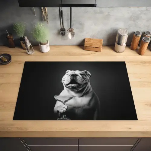 Buldog - Hond - Glas Inductie beschermer vinyl 3mm klein -sfeer5