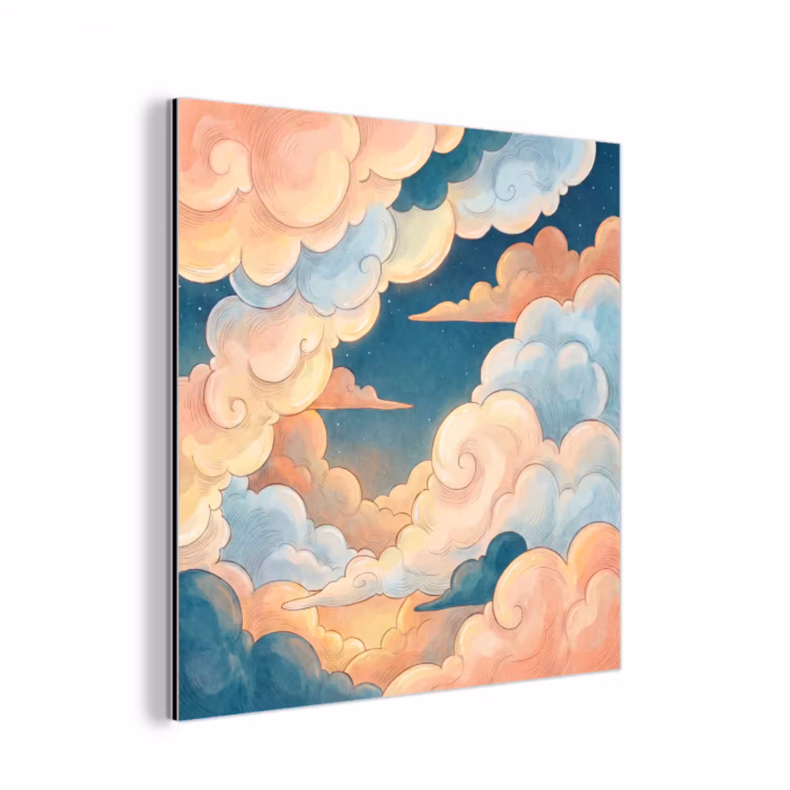 Wolk - Lucht - Natuur - Illustratief - Oranje aluminium wit klein -3d