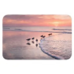 Meeuwen - Strand - Zee - Roze Badmat klein -3d