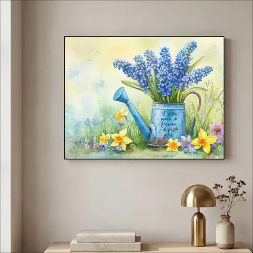 Lavendelbloemen - Quote - Gieter Textielframe - compleet frame klein -sfeer2