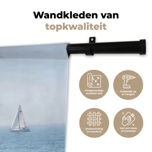 Horizon - Zeilboot - Zee Wandkleed katoen klein -sfeer2