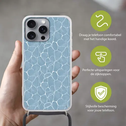 Organisch - Patroon - Blauw Hoesje iPhone 16 Pro Max met koord klein 804 -sfeer2_NL