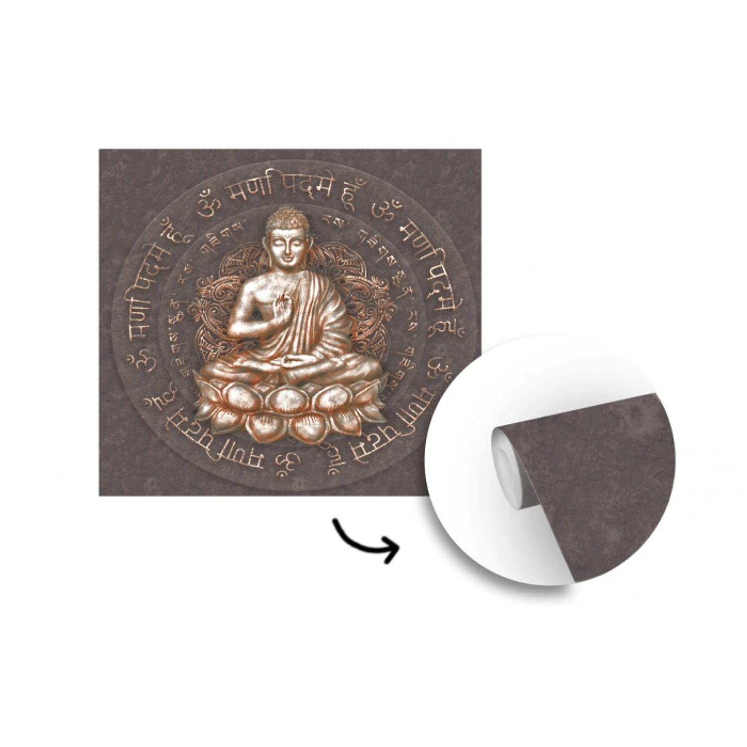 Boeddha - Mantra - Meditatie - Spiritueel - Koper fotobehang vinyl groot -3d