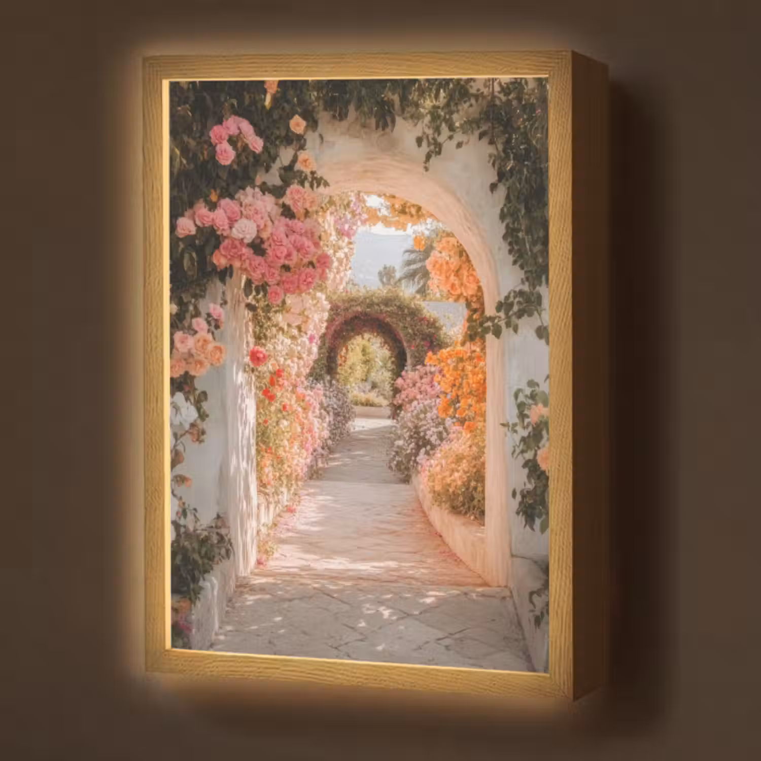 Lightbox - Wandlamp - Doorkijk - Boog - Bloemen - Pastel