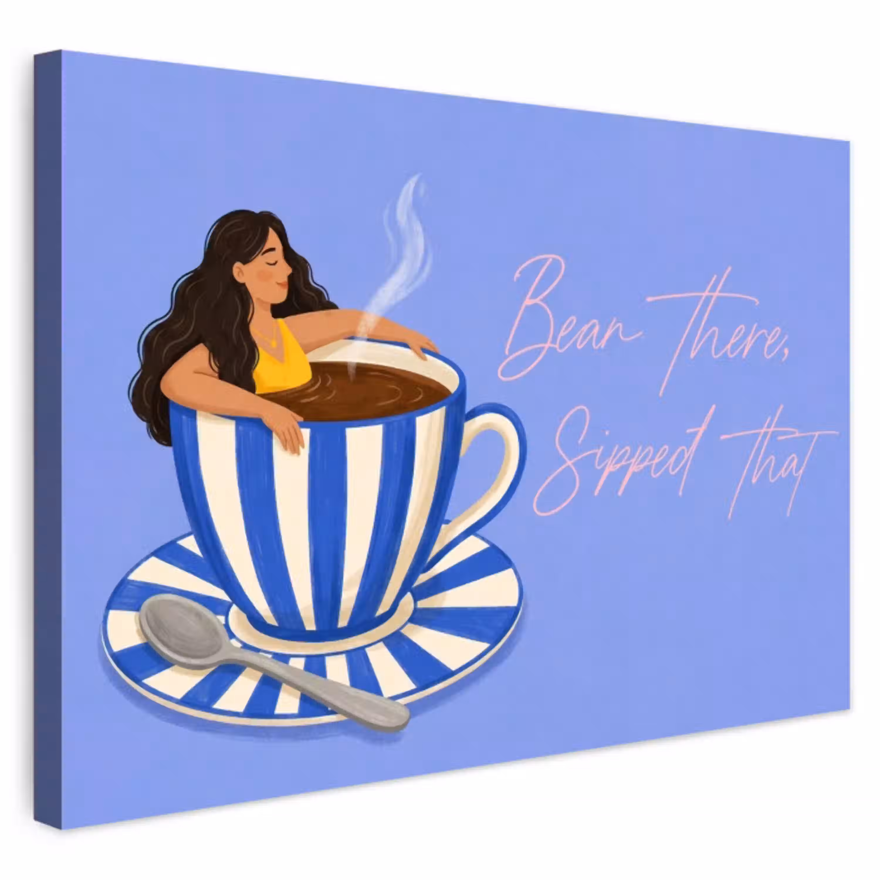 Mok - Koffie - Vrouw - Paars Tuinposter op houten frame 2 cm dik klein -3d