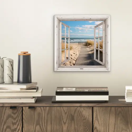 Raam - Zee - Kust - Natuur - Doorkijk - Strand - Waddenzee aluminium wit klein -sfeer1