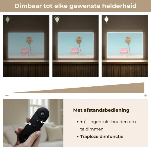 Palmboom - Strandhuis - Roze Light Box met batterij (Wandlamp) middel -USP_dimbaarNL