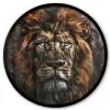 Leeuw - Dieren - Portret - Zwart - Luxe Fotolijst rond zonder passe partout klein -3d