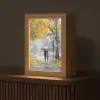 Natuur - Geel - Park -  Zwart - Wit Light Box met kabel (Tafellamp) klein -z3d_website