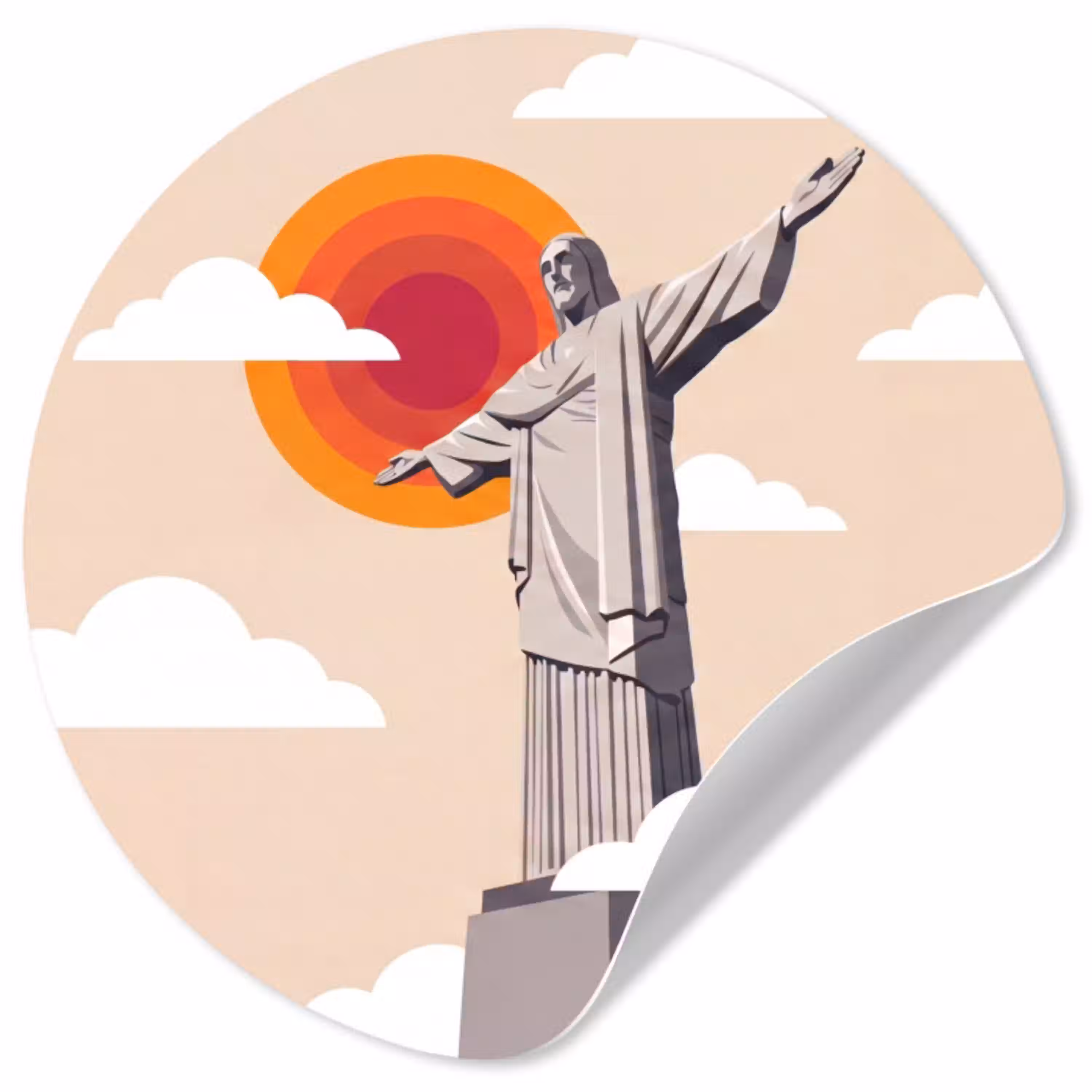 Monument - Stad - Zonsondergang - Minimalistisch - Oranje Wandcirkel behangsticker klein -3d