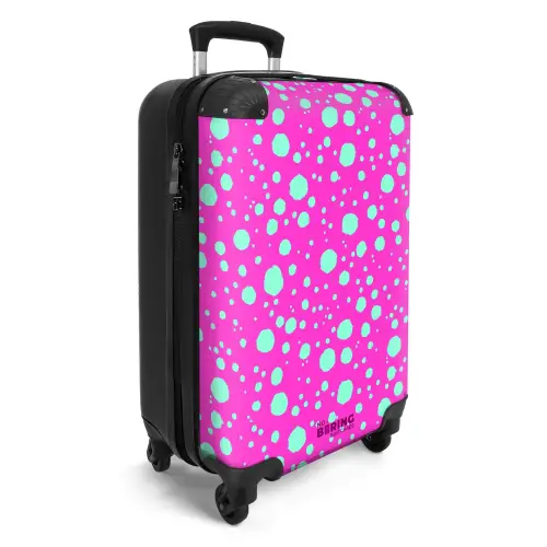 Turquoise stippen op felroze achtergrond NBS - Handbagage koffer - Kinderen Unisex middel -productfoto_3d