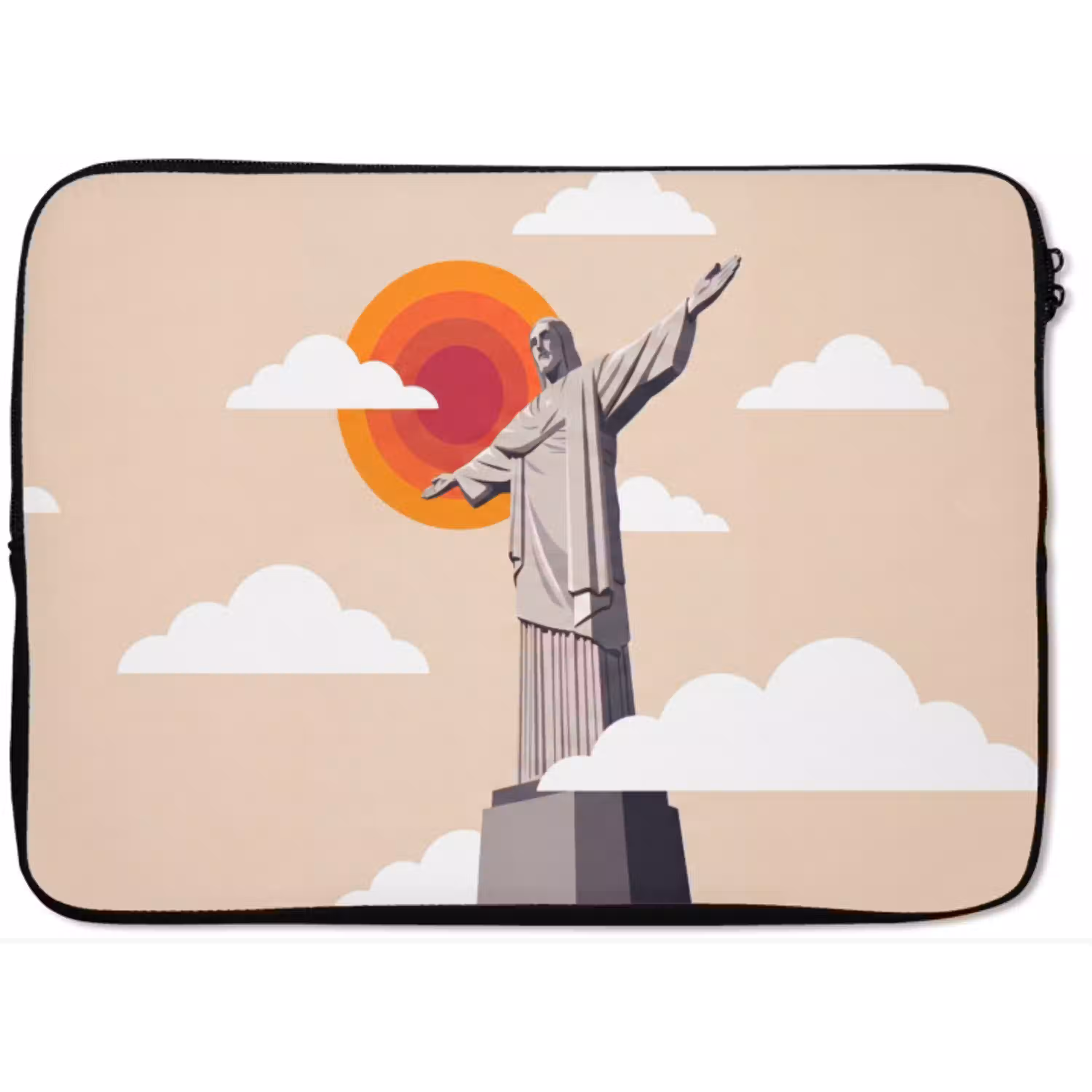 Monument - Stad - Zonsondergang - Minimalistisch - Oranje laptophoes neopreen klein -zkaufland3dotto
