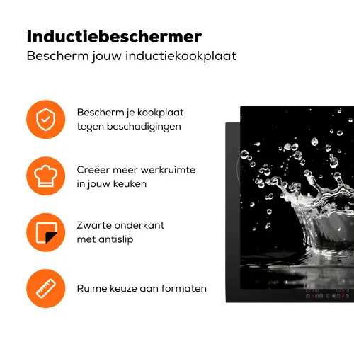Water - Zwart - Abstract Inductie beschermer vinyl 3mm klein -zzzzzzz-td-ups