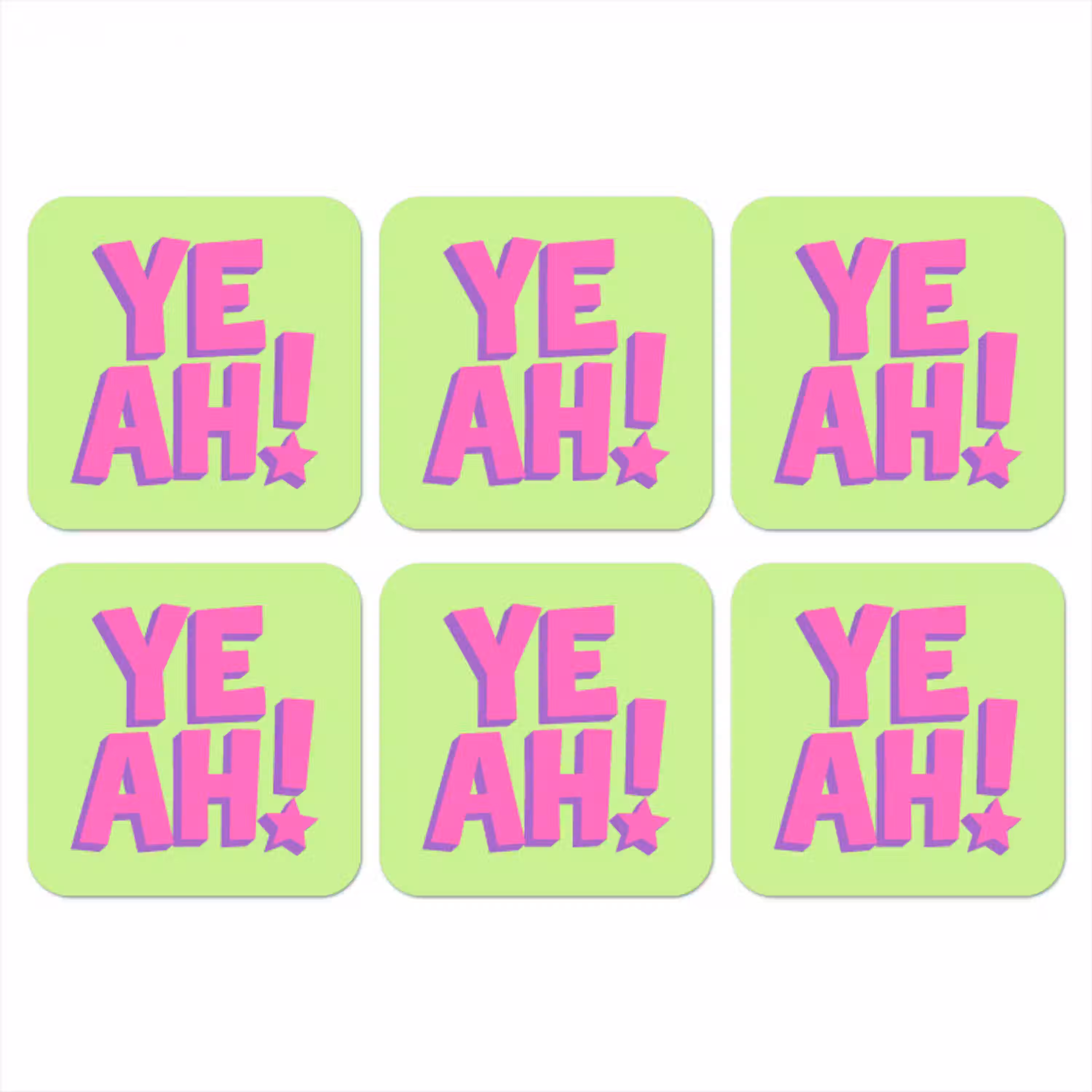 Groen - Neon - Quote onderzetter kurk middel -3d