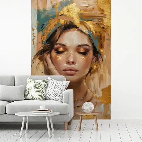 Vrouwen - Portret - Luxe - Goud fotobehang vinyl groot -woonkamer