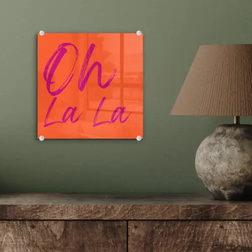 Oh la la - Oranje - Roze - Grafisch plexiglas 5mm klein -sfeer3