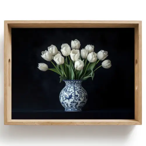 Wit - Bloemen - Tulpen - Vaas Dienblad Rechthoek middel -z3d_shopping