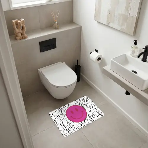 Smiley - Roze - Stippen WCmat klein -sfeer1