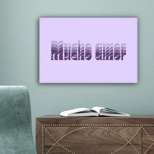 Mucho amor - Paars - Gelaagde letters canvas 2cm klein -sfeer4