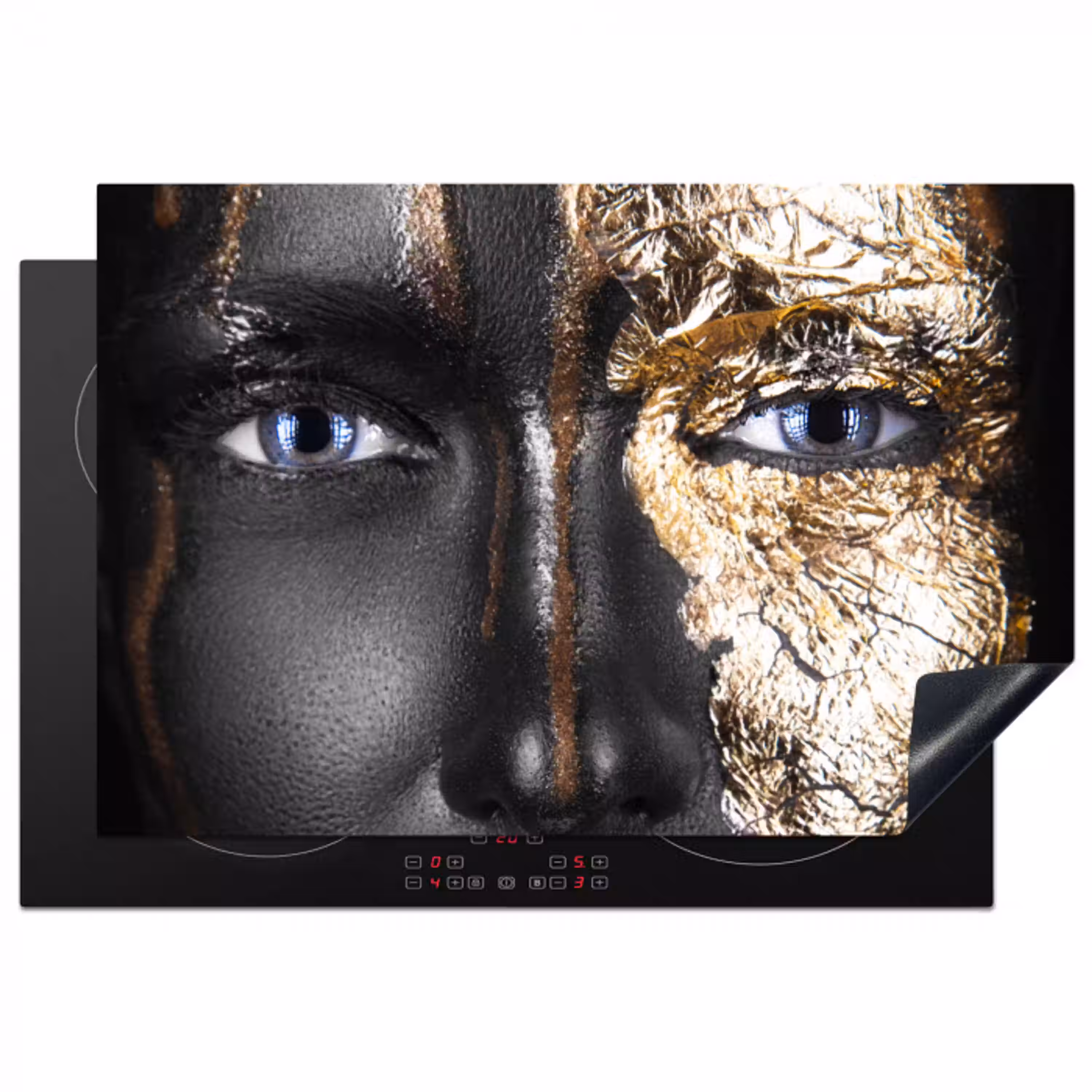 Vrouw - Bladgoud - Zwart - Goud - Luxe Inductie beschermer vinyl 3mm klein -3d
