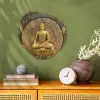 Goud - Boeddha beeld - Spiritueel - Meditatie Wandcirkel Organisch Forex 3mm klein -sfeer2